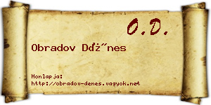Obradov Dénes névjegykártya